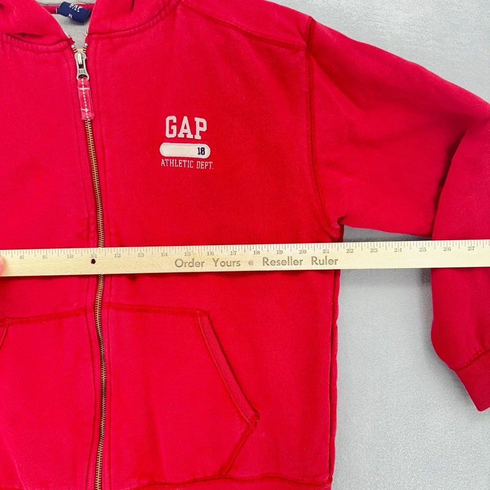 VTG Gap Kids Red Full Zip Hoodie Waffle Lined Athletic Dept XL Y2K 2000s Retro